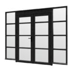 Steel Look raam 2760x2200mm zwart module C-04 met dubbele openslaande deuren
