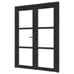 Steel Look deur - 03 dubbel DOUGLAS zwart, deur:750x2060mm+kozijn:1636x2136mm